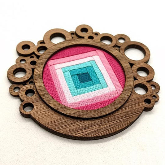 Patchwork Circle Brooch Kit Walnut