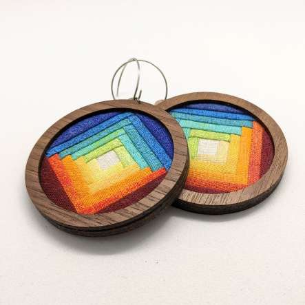 Circle Patchwork Earrings Kit Walnut