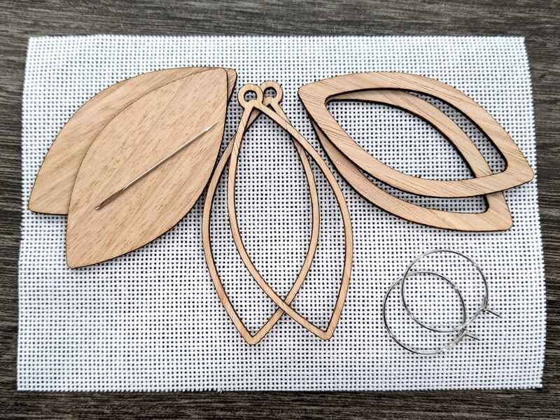 Kit contents for eucalypt Convergence needlework kit