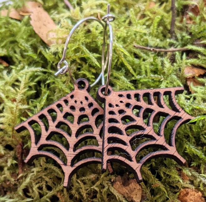 Laser cut spider web earrings
