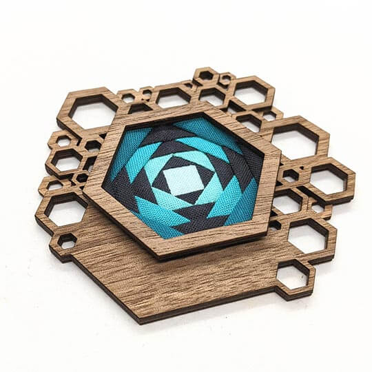 Patchwork Hex Brooch Kit Walnut