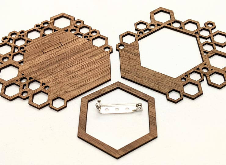 Patchwork Hex Brooch- Kit Contents walnut