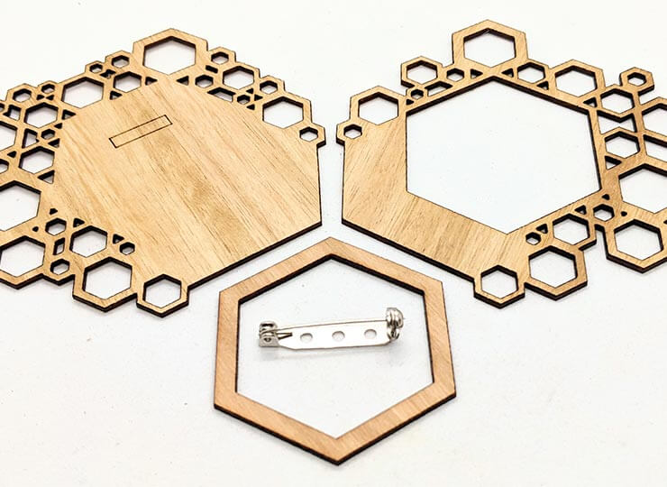 Patchwork Hex Brooch- Kit Contents Eucalypt