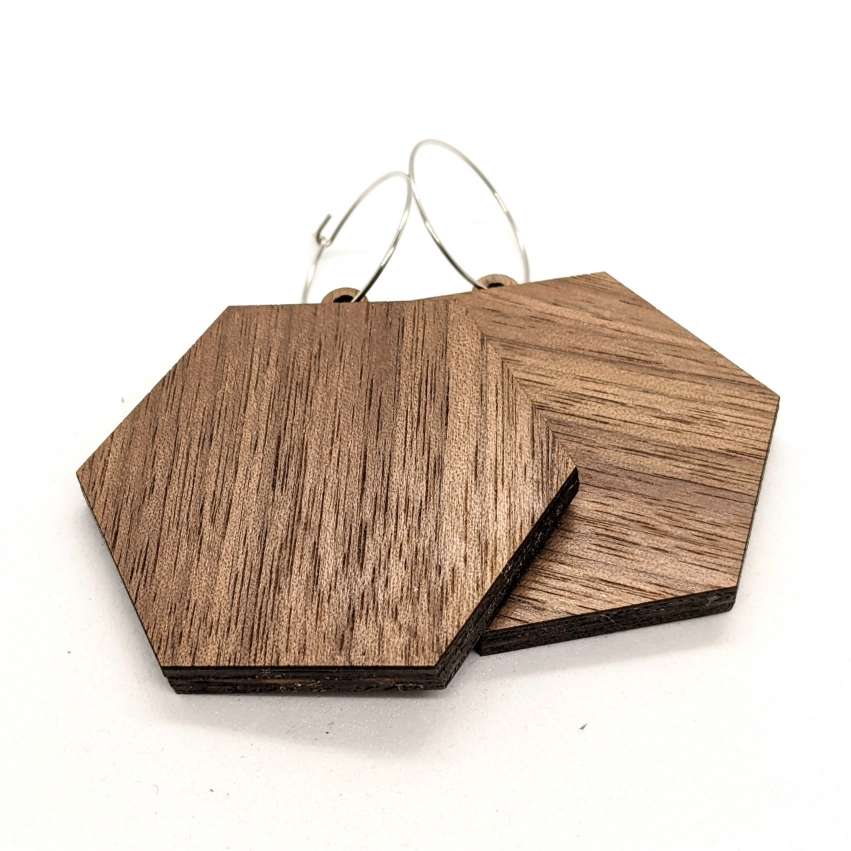 Hex Patchwork Earrings Kit Walnut Reverse