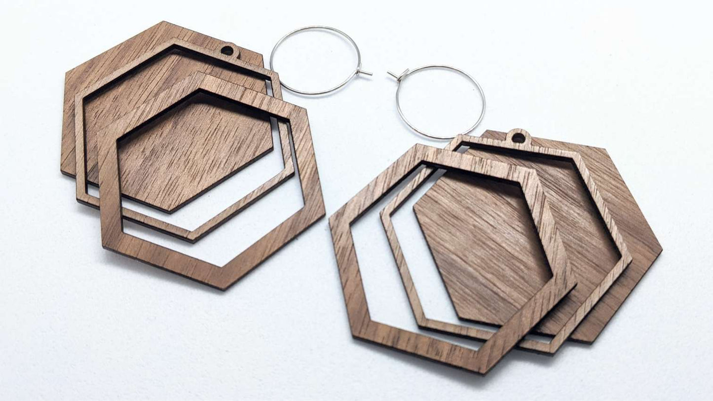 Hex Patchwork Earrings Kit Contents Walnut