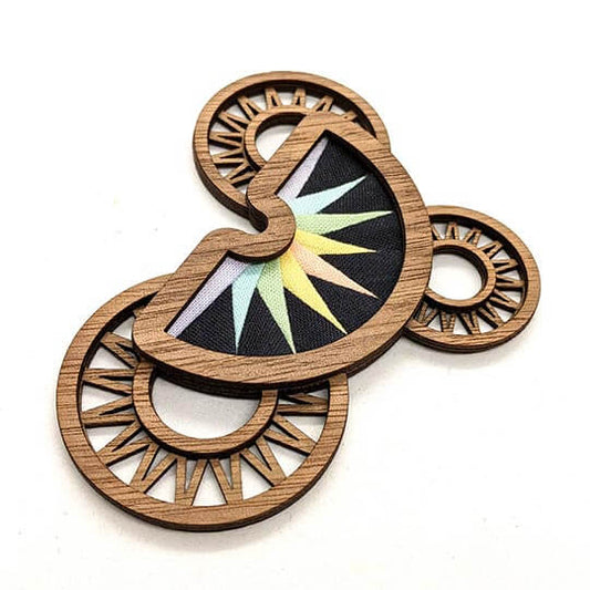 Patchwork Moon Brooch Kit- Walnut