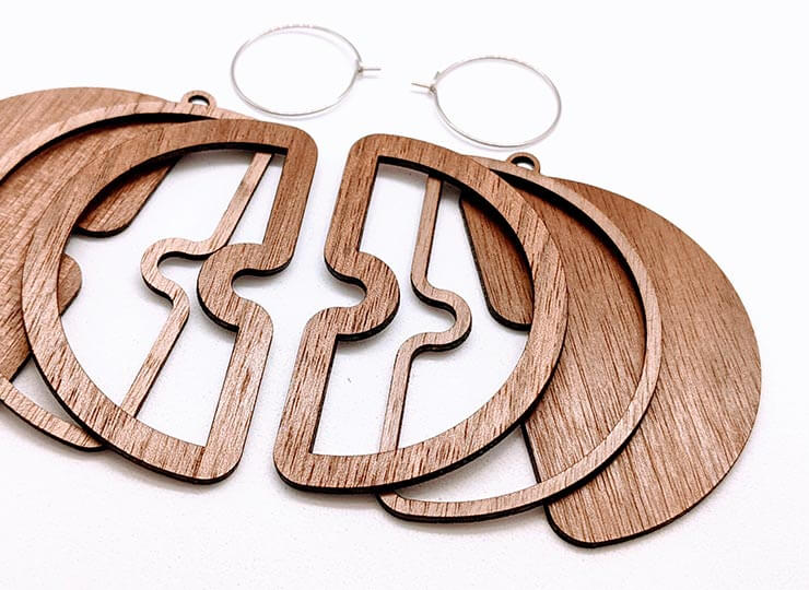 Patchwork Moon Earrings – Kit Contents Walnut