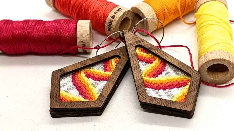 Pathways Bargello Needlework Earrings Kit and Pattern- alternate colorway