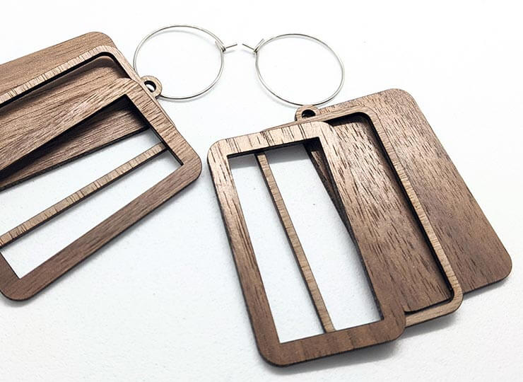 Patchwork Rectangle Earrings- Kit Contents Walnut