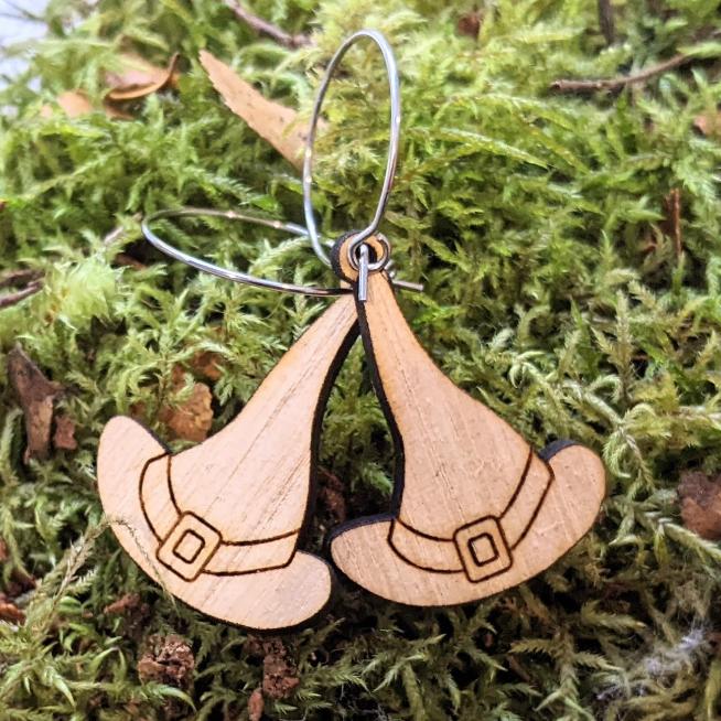 Laser cut witch hat earrings