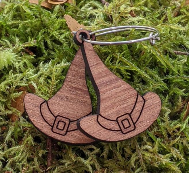 laser cut witch hat earrings
