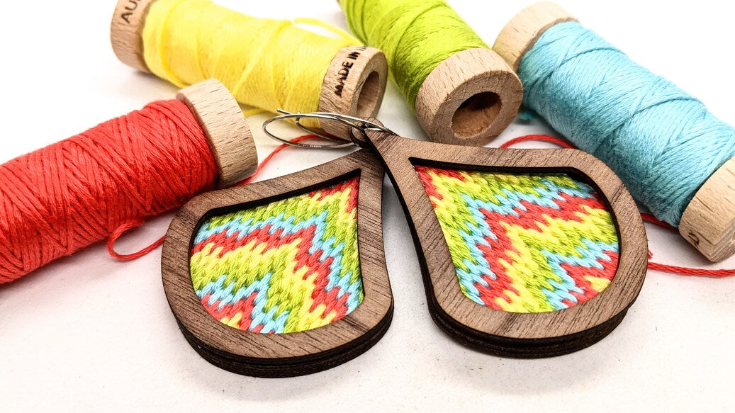 Shimmer Bargello Needlework Earring Kit- alternate colorway