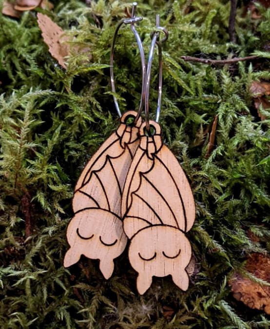 laser cut mini bat earrings