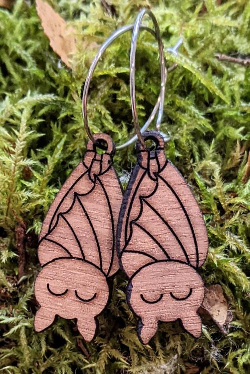 laser cut bat earrings