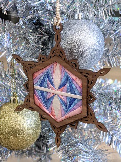 Snowflake Christmas patchwork ornament walnut