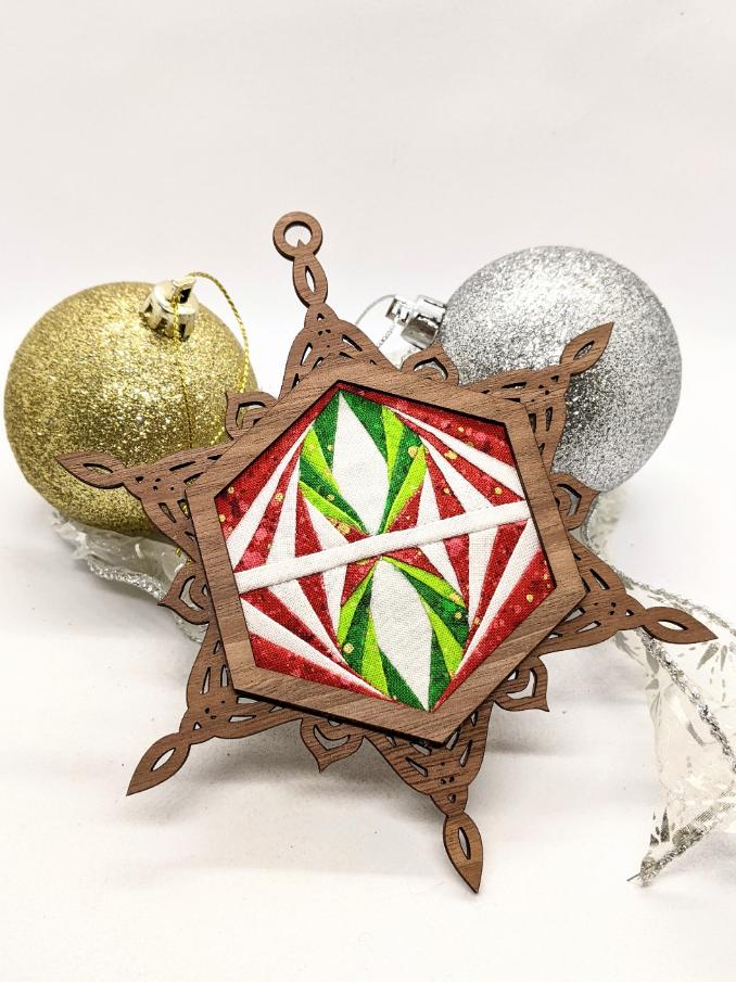 Snowflake Christmas Patchwork Ornament alternate colorway