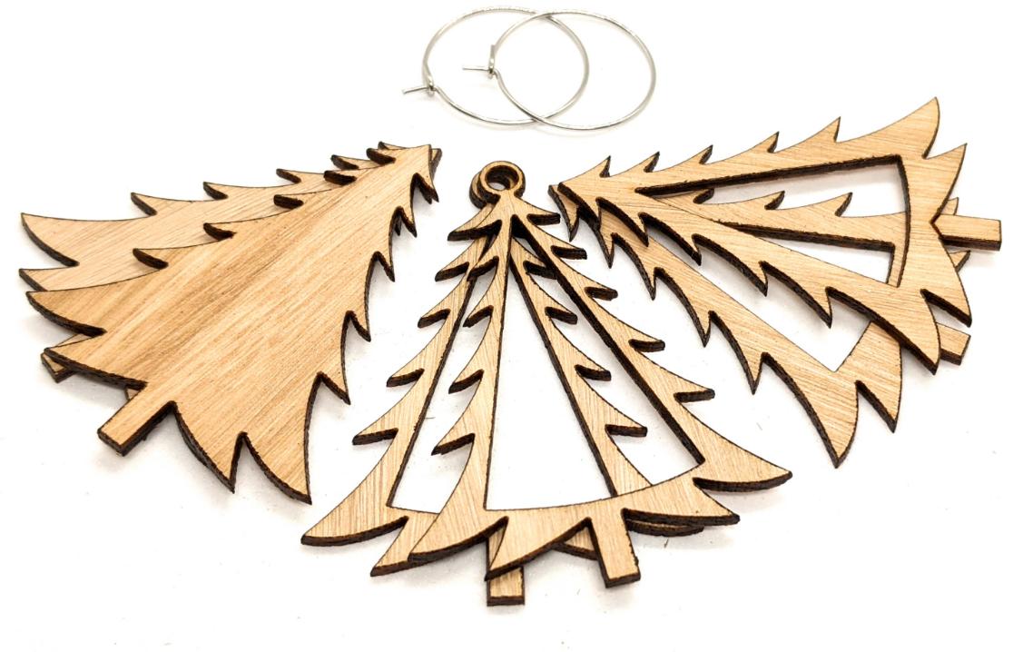 Christmas Tree Patchwork earrings kit eucalypt kit contents