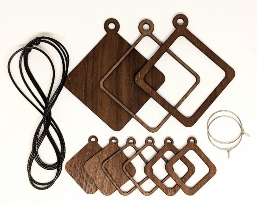 Walnut Flux Necklace Patchwork Kit Contents
