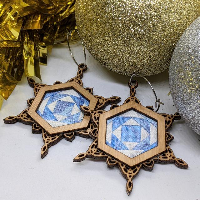 Christmas Snowflake Patchwork earrings kit eucalypt