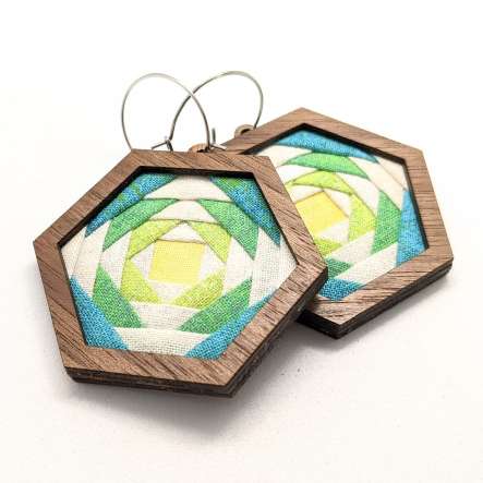 Hex Patchwork Earrings Kit Walnut