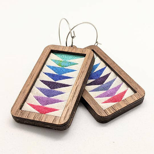 Patchwork Rectangle Earrings Kit Walnut